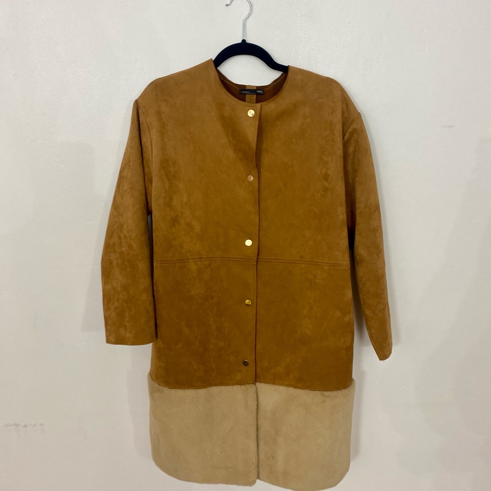 Zara Coat Size Medium Color Block Material Suede